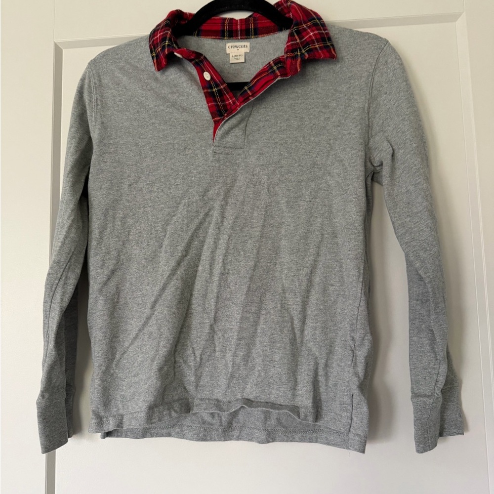 Crewcuts Gray Shirt with Red Plaid Accent